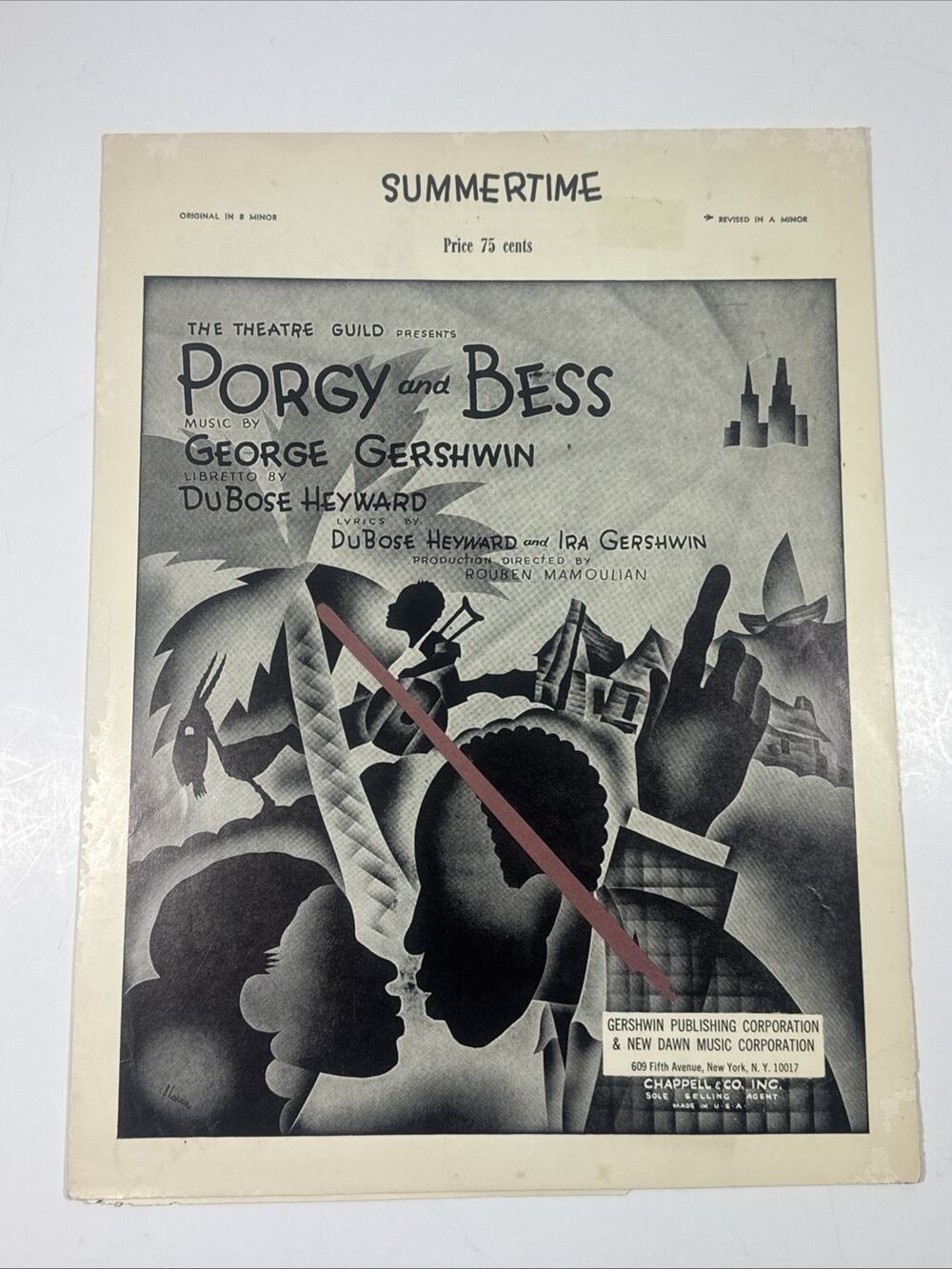 SHEET MUSIC Summer Time from Porgy and Bess George Gershwin, DuBose Hayward
